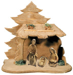 Sainte Famille pour crèche en bois avec cabane