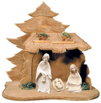 Sainte Famille pour crèche en bois avec cabane