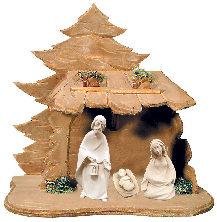 Sainte Famille pour crèche en bois avec cabane
