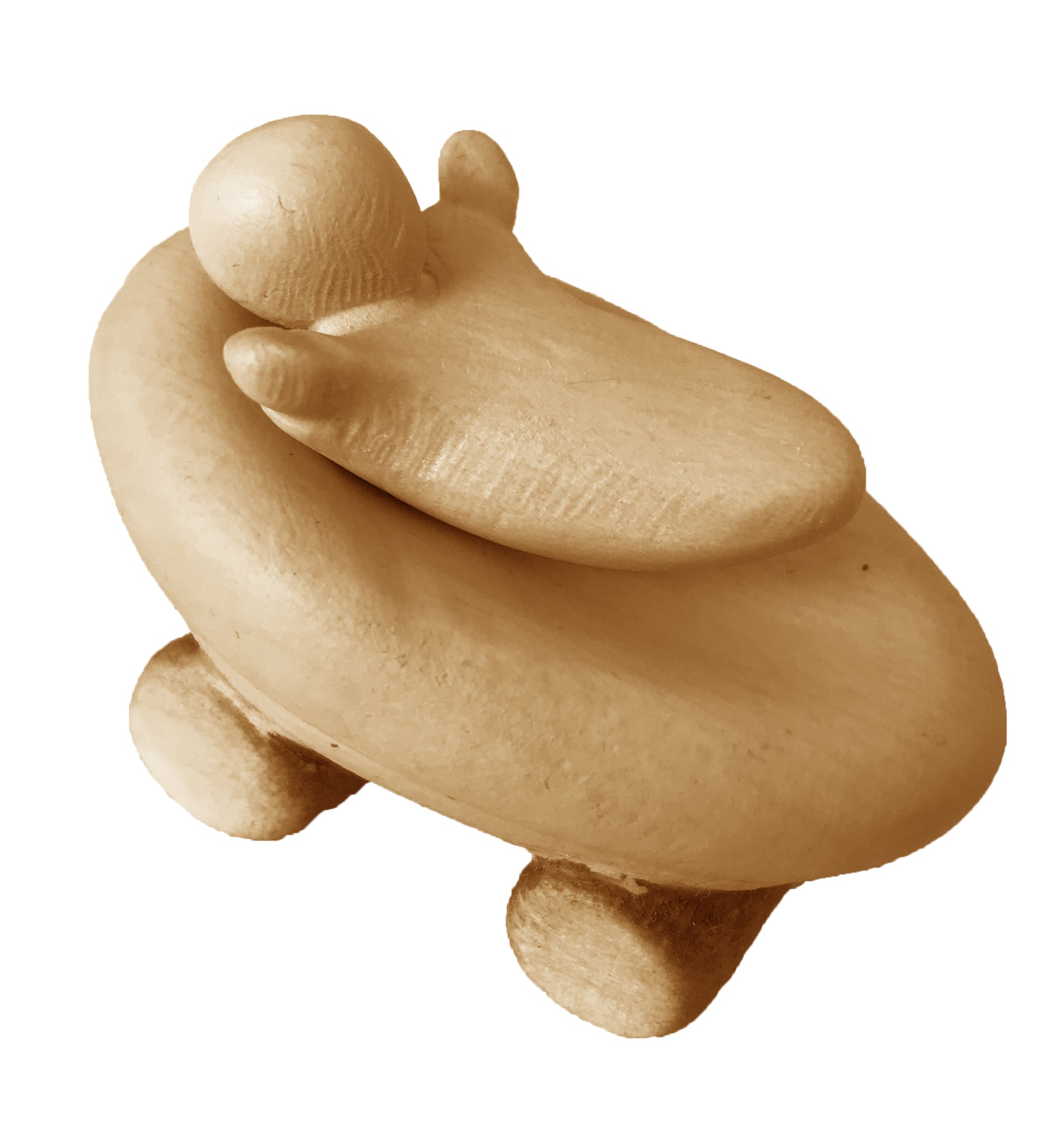 Enfant avec berceau en bois