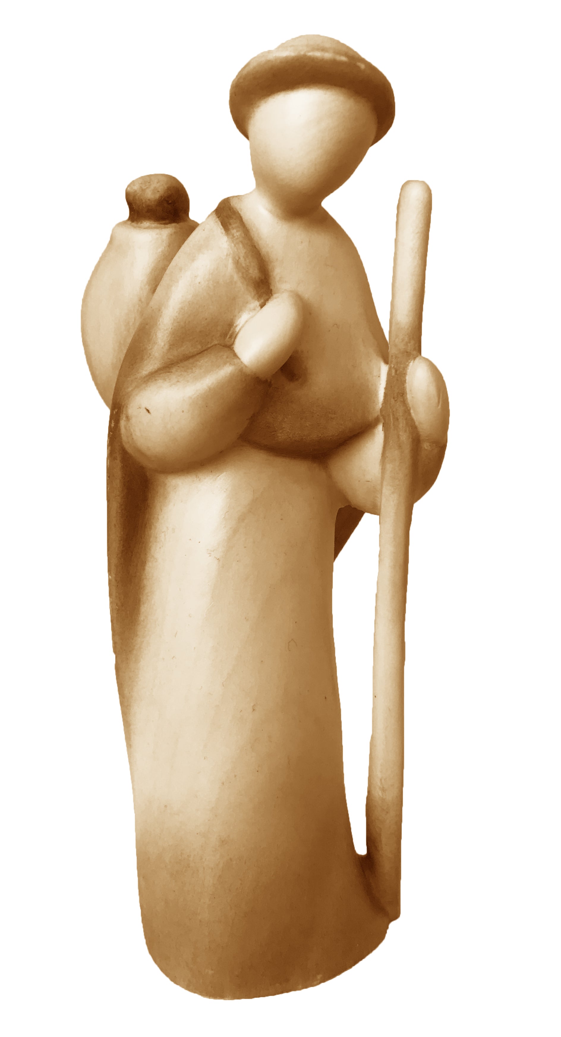 Berger avec bâton en bois