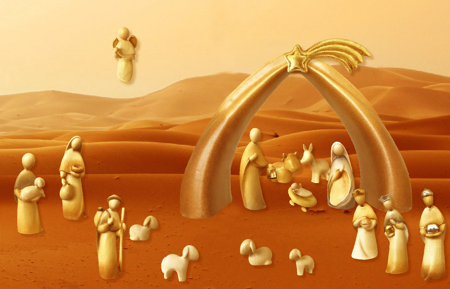 Crèche moderne complète en bois
