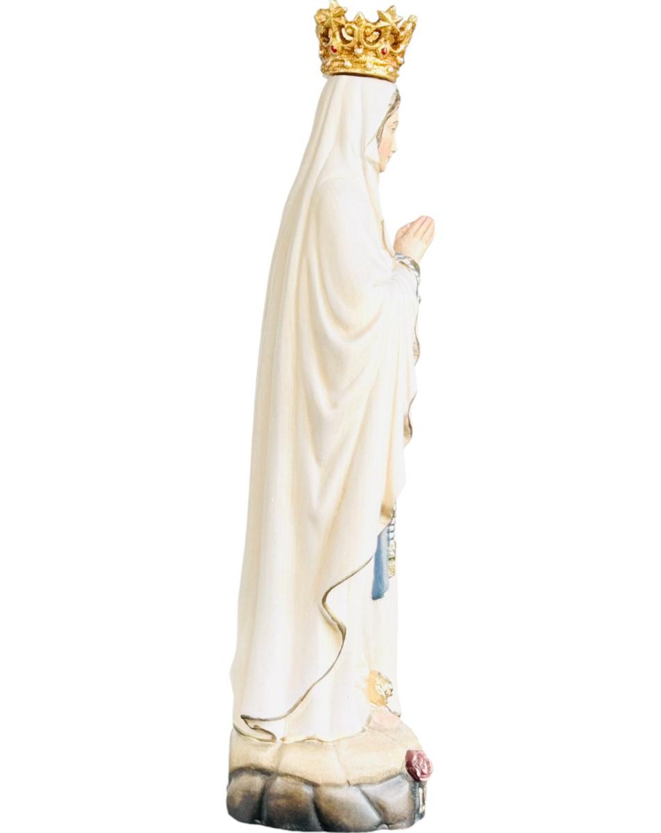 Lourdes Madonna mit Krone aus Holz - mit Ölfarben lasiert