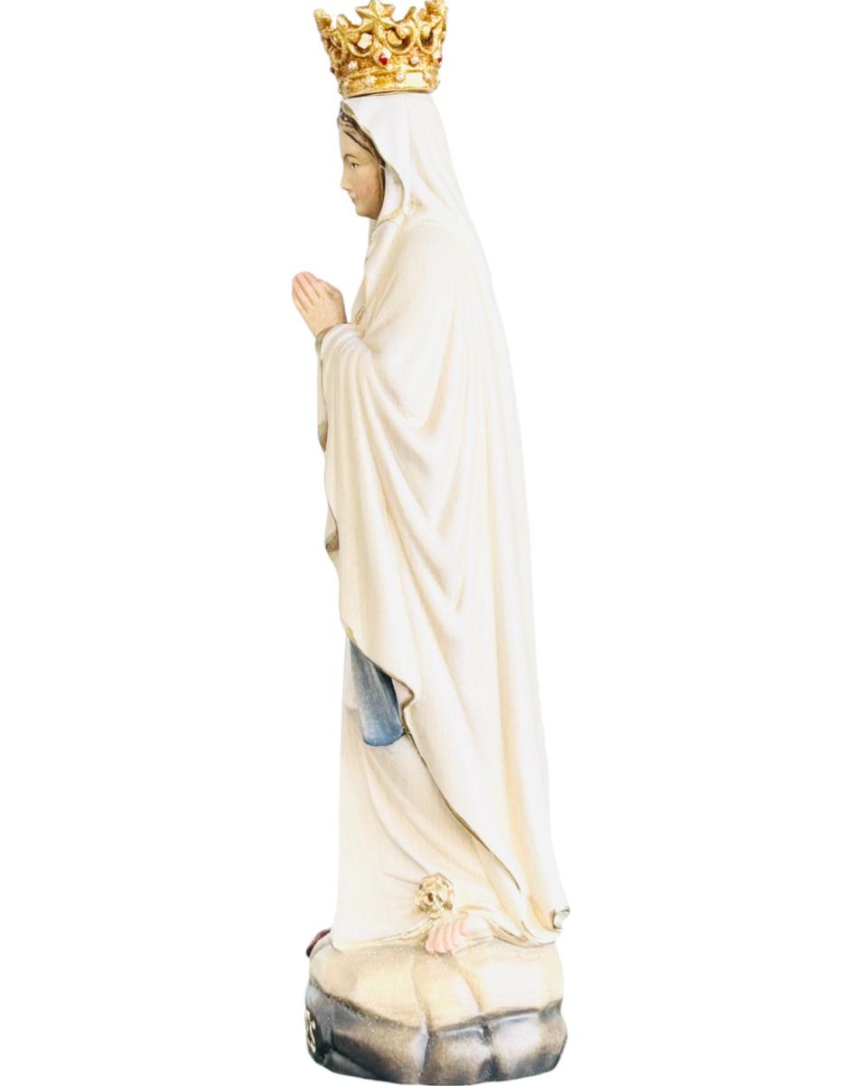 Lourdes Madonna mit Krone aus Holz - mit Ölfarben lasiert