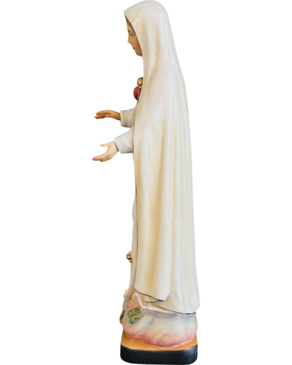 Madonna von Fatima Herz Maria aus Holz - mit Ölfarben lasiert