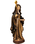Santa Aldegonda di Maubeuge raffigurata con libro - colorato a olio