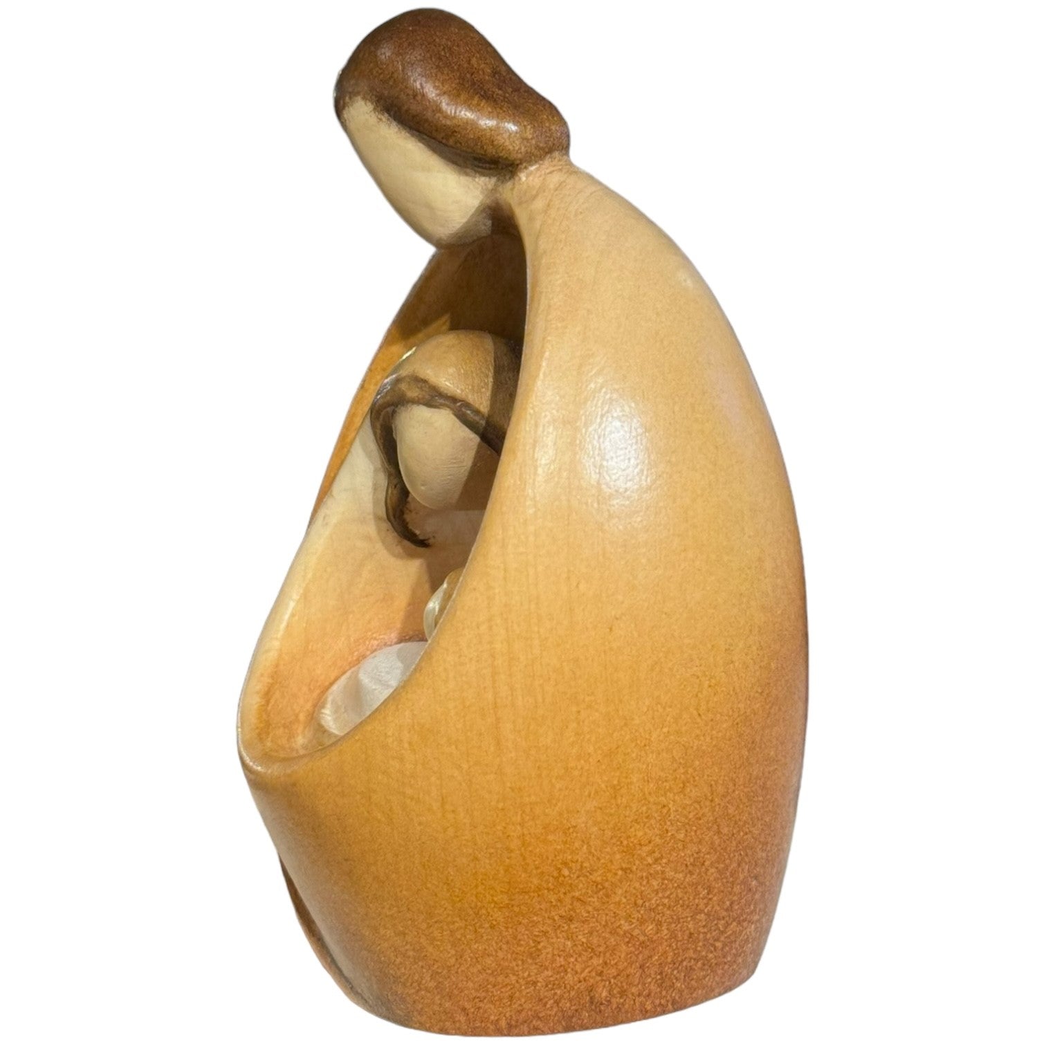 Sacra Famiglia abbraccio infinito in legno