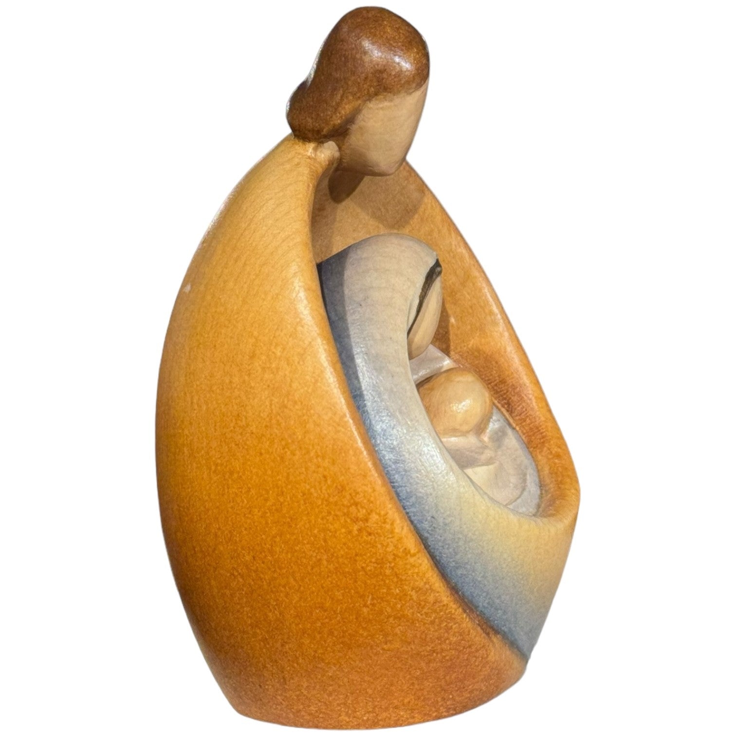 Sacra Famiglia abbraccio infinito in legno