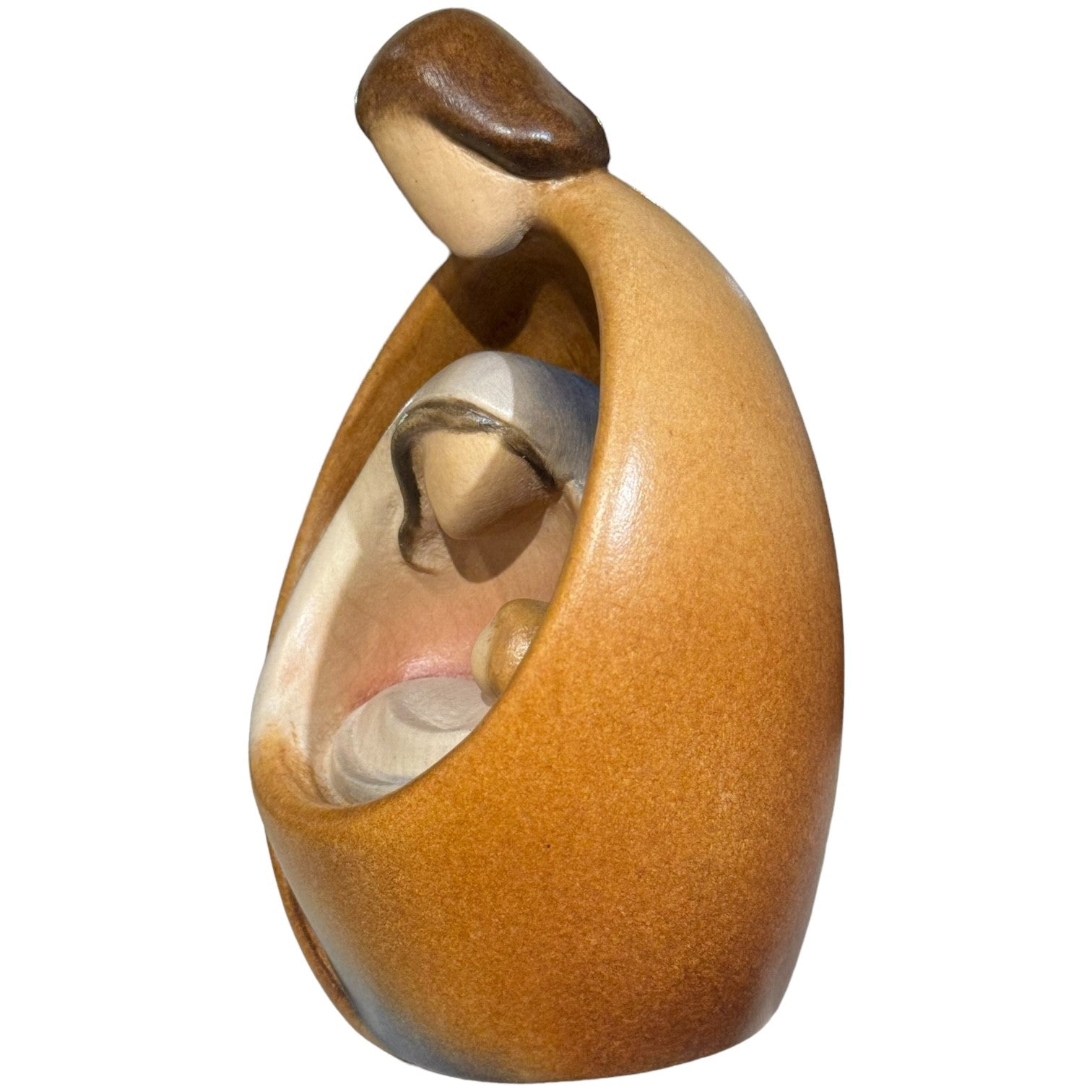 Sacra Famiglia abbraccio infinito in legno