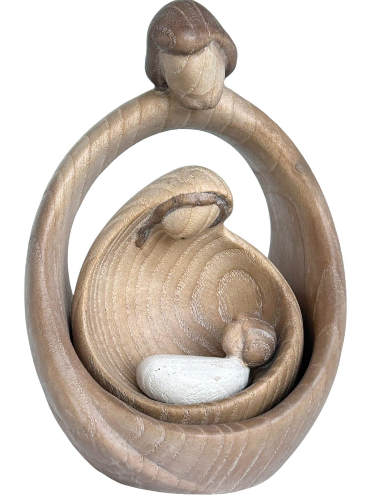 Moderne Blockkrippe Familie aus Holz - mit Ölfarben lasiert