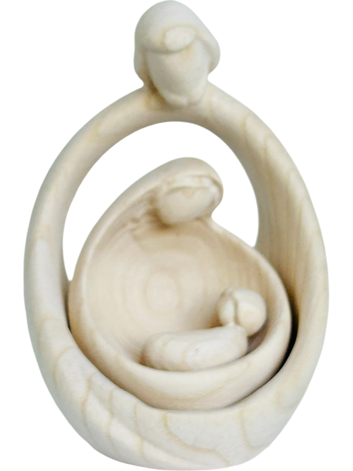 Moderne Blockkrippe Familie aus Holz - mit Ölfarben lasiert