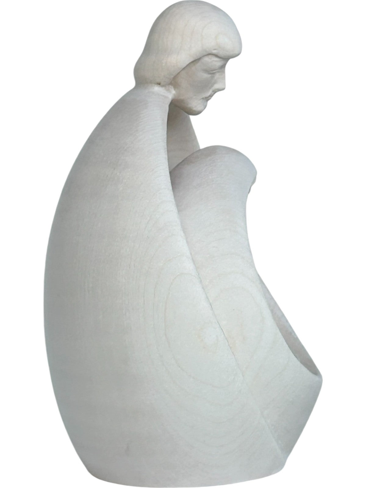 Heilige Familie mit Gesicht als Blockkrippe aus Holz - mit Ölfarben lasiert