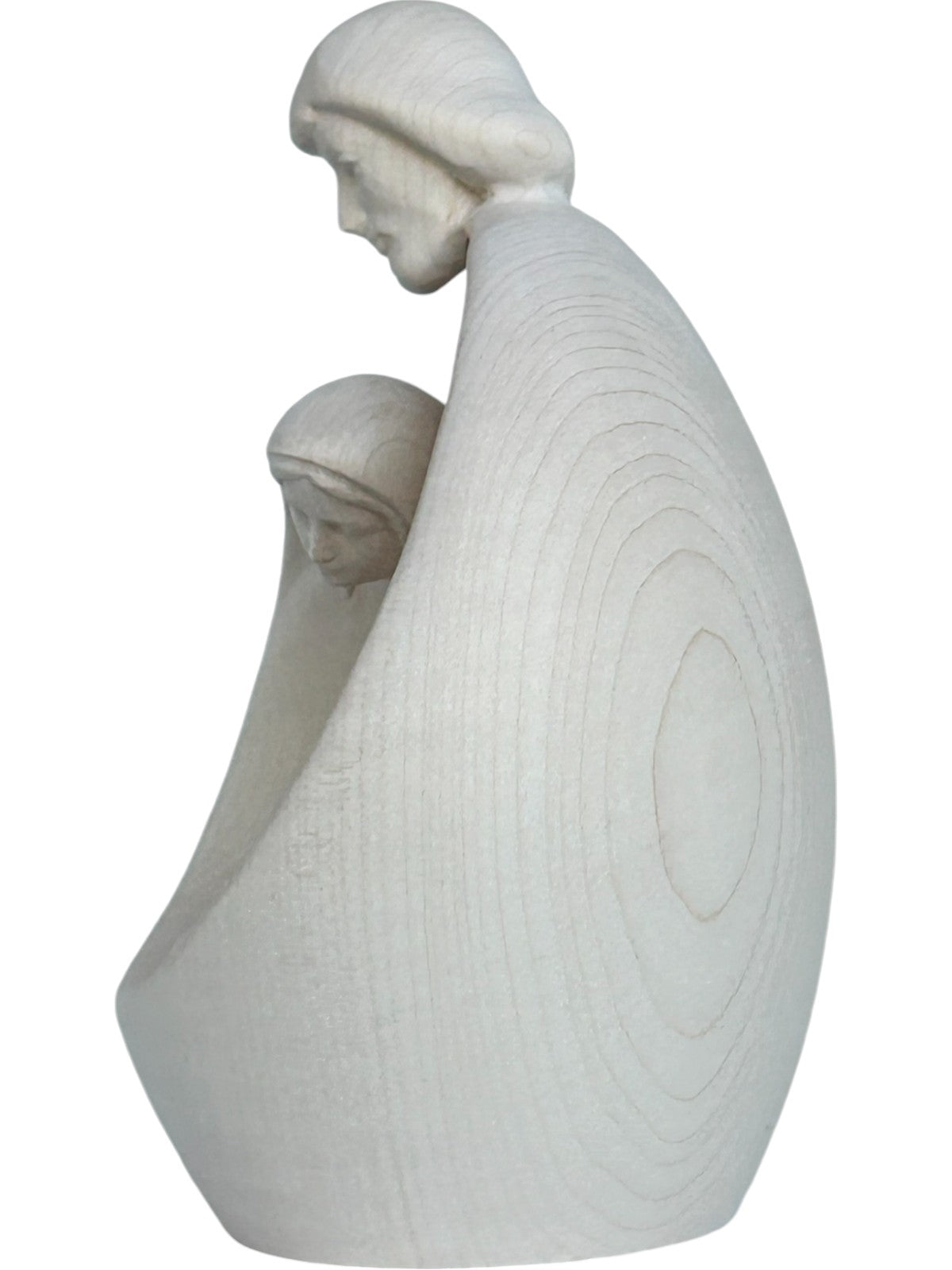 Heilige Familie mit Gesicht als Blockkrippe aus Holz - mit Ölfarben lasiert