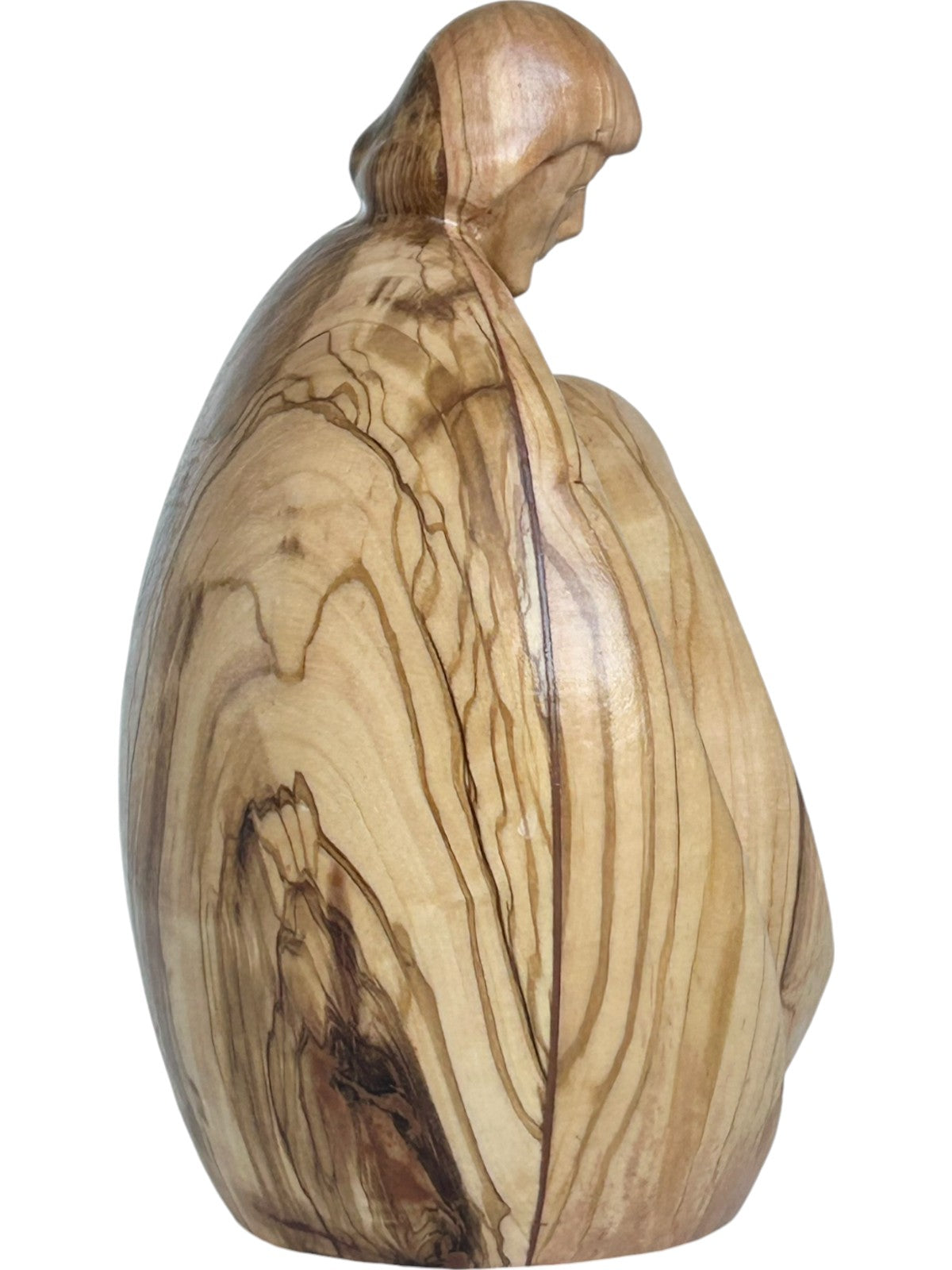 Heilige Familie mit Gesicht als Blockkrippe aus Holz - mit Ölfarben lasiert