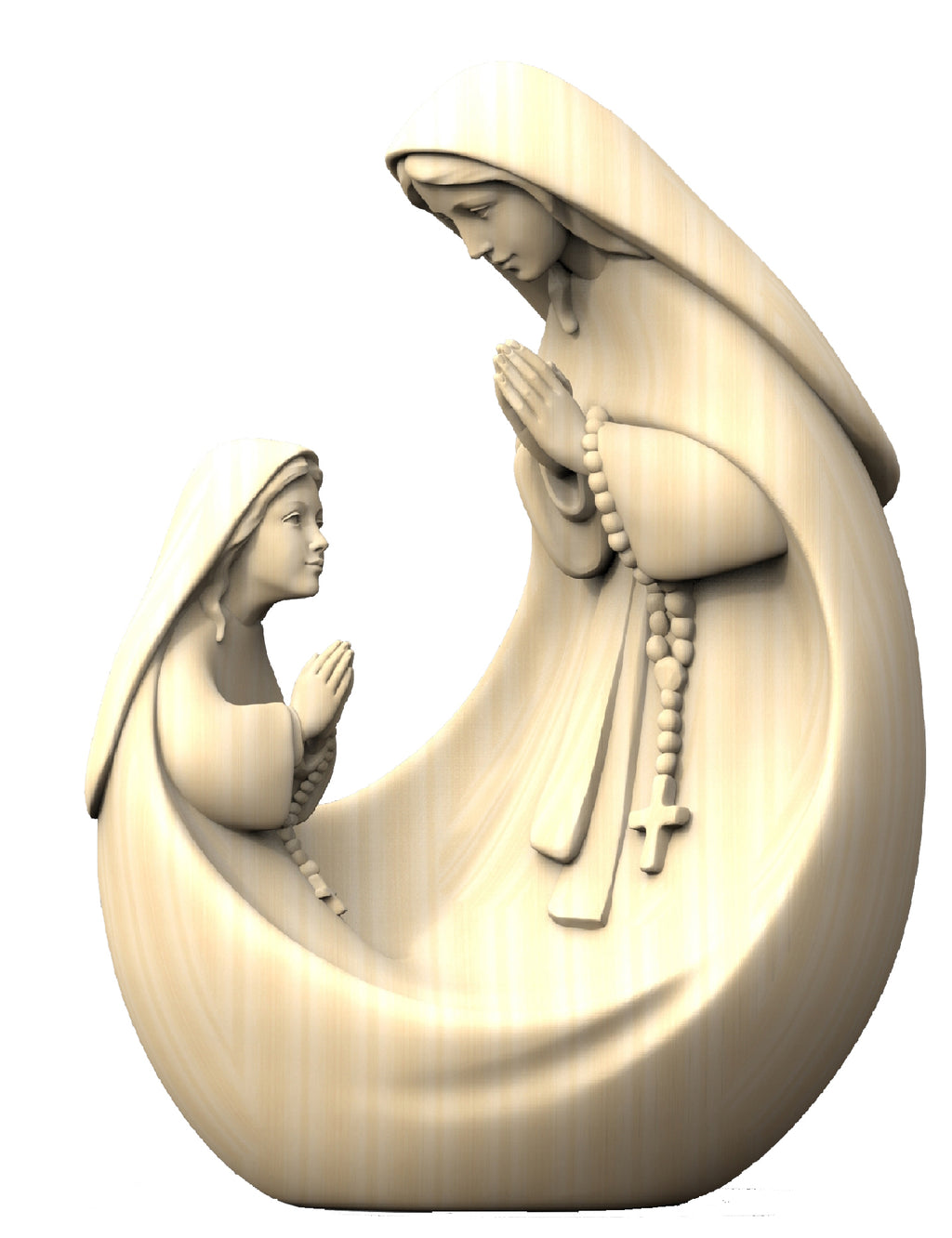 Madonna mit Bernadette in modernen Stil aus Holz - mit Ölfarben lasiert