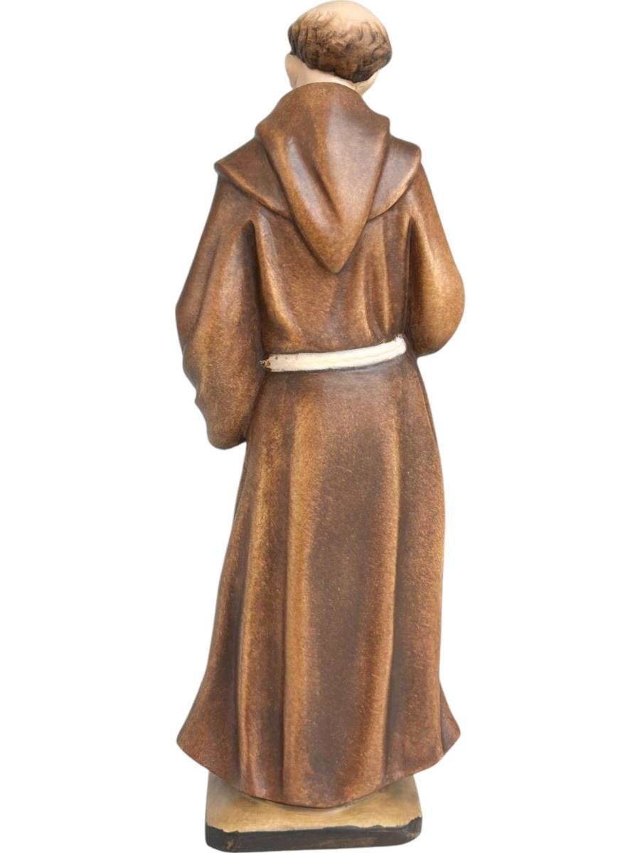 Heiliger Franziskus von Assisi mit Taube aus Holz - mit Ölfarben lasiert