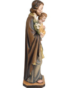 Saint Joseph avec l'enfant Jésus et le lys en bois