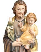 Saint Joseph avec l'enfant Jésus et le lys en bois