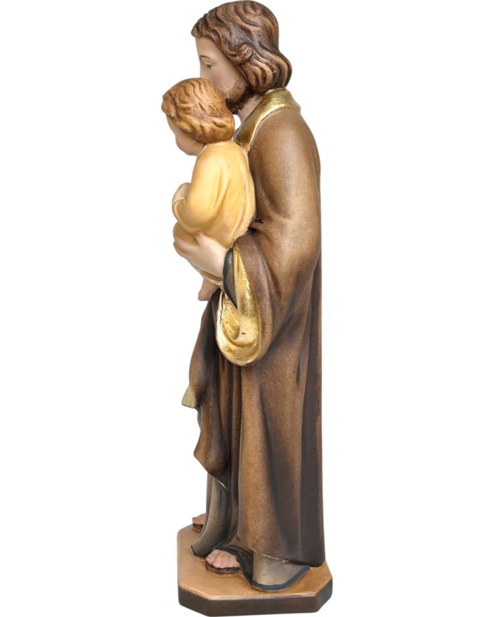 Saint Joseph avec l'enfant Jésus et le lys en bois