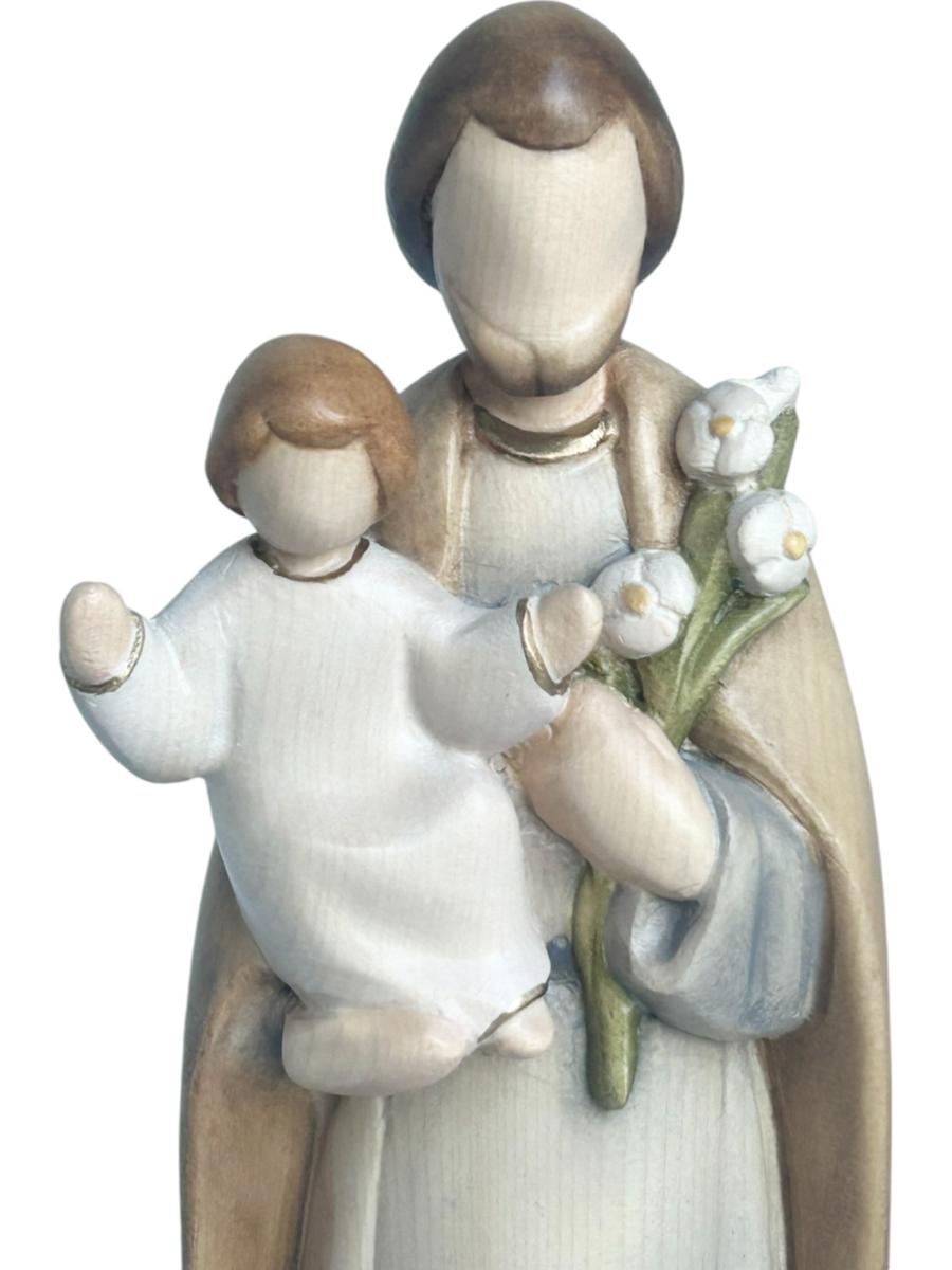 Saint Joseph avec l'enfant Jésus et le lys en bois
