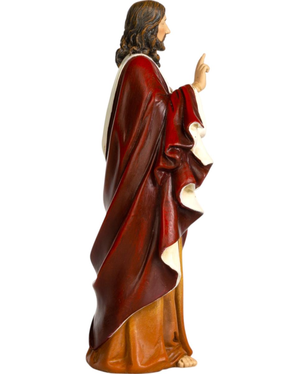 Statue en bois sculptée du Sacré-Coeur de Jésus