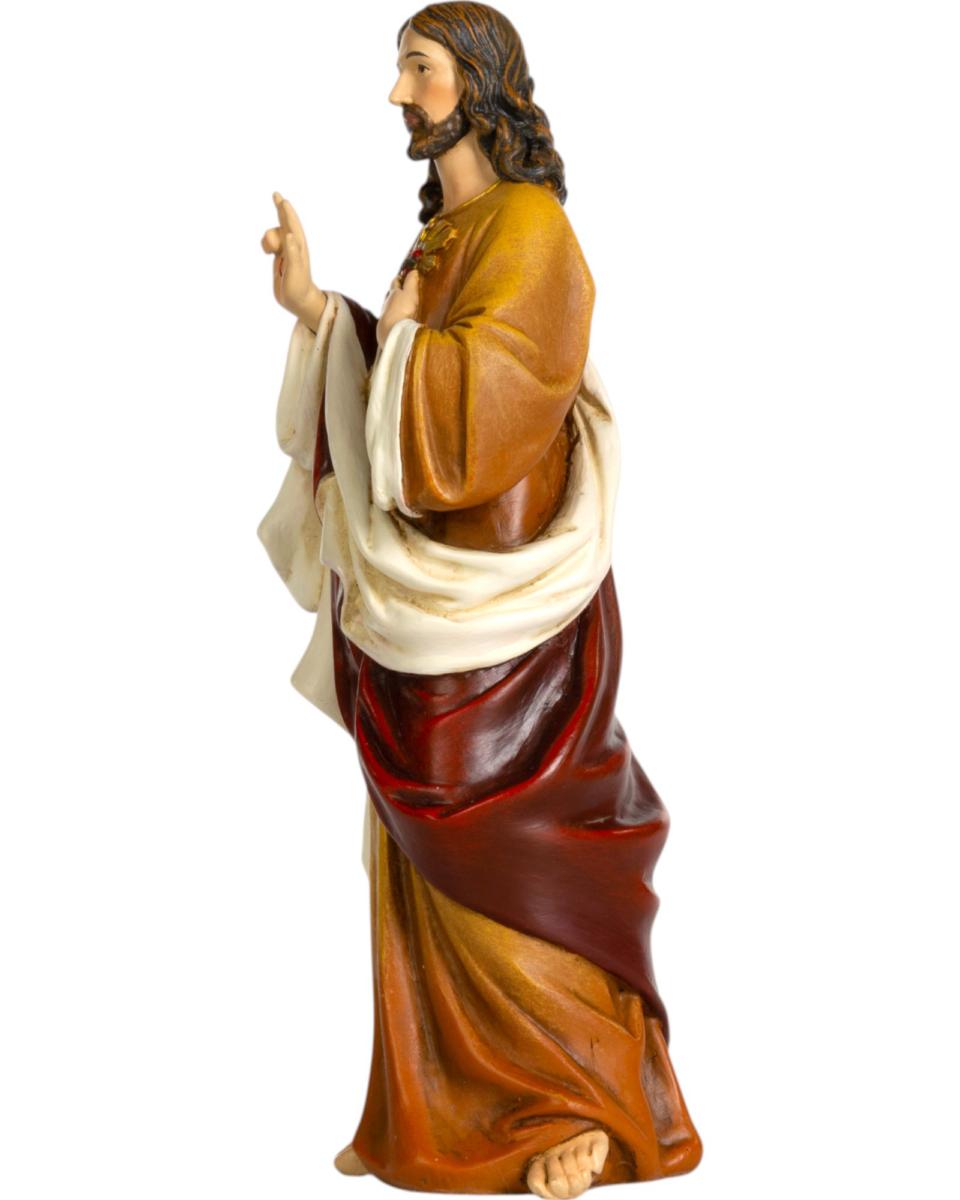 Statue en bois sculptée du Sacré-Coeur de Jésus
