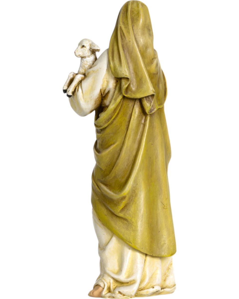 Madone avec enfant et mouton en pâte de bois
