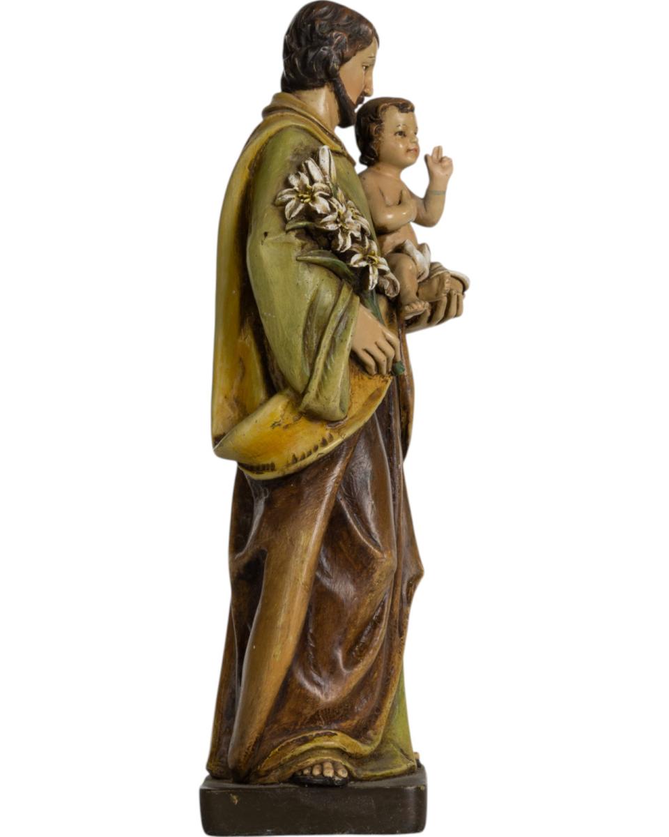 Heiliger Josef mit Kind und Lilie aus Kunststoff