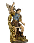 San Michele Arcangelo diavolo sacra in resina di legno