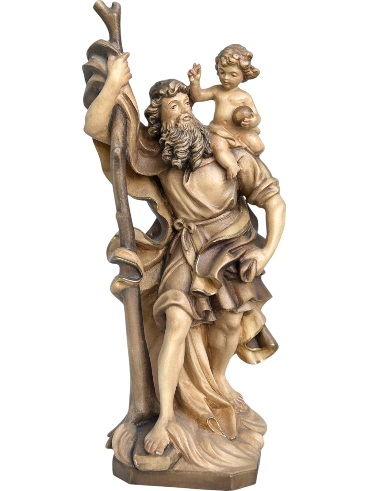 Saint Christophe sculpté en bois d'érable