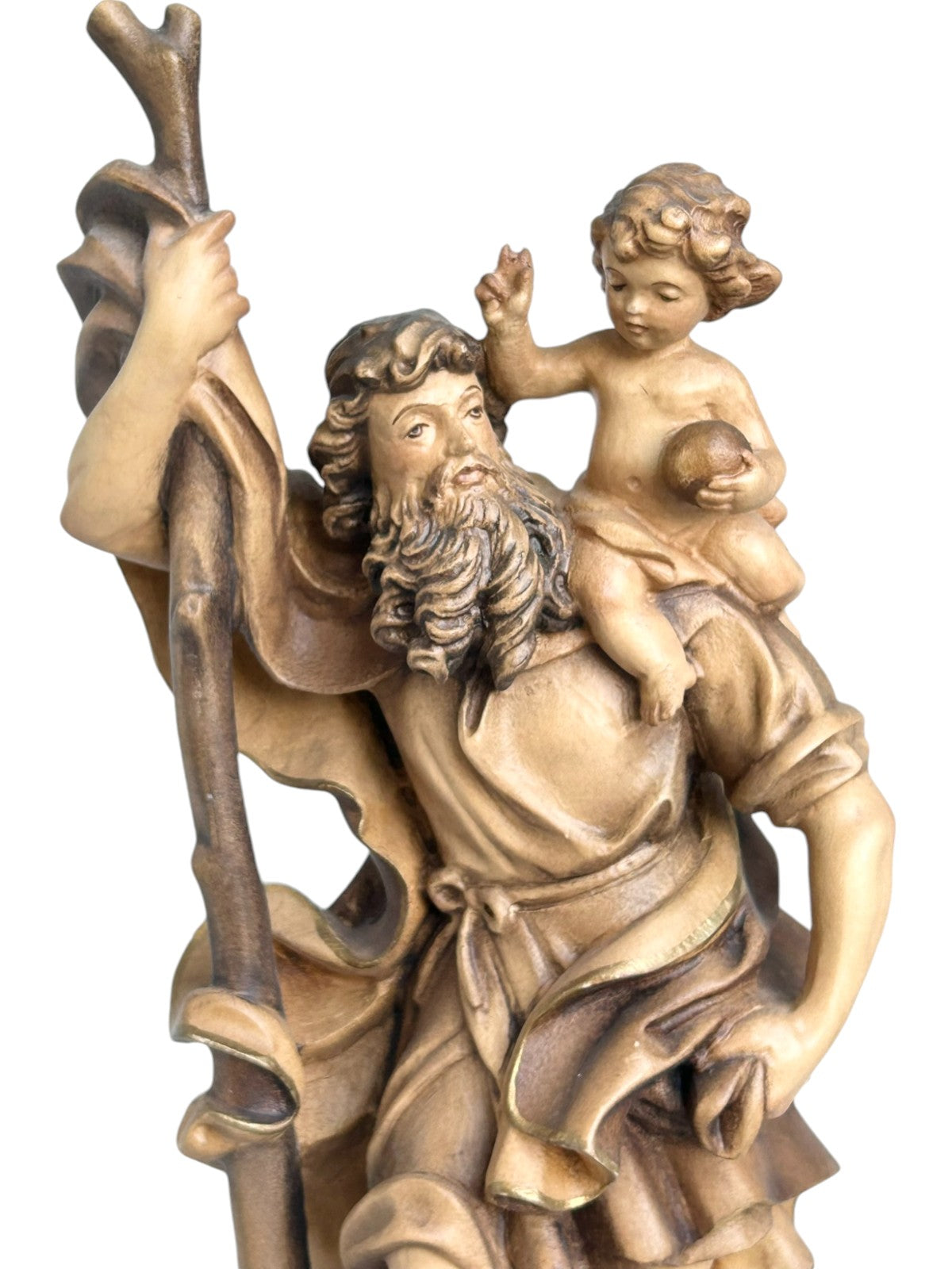 Saint Christophe sculpté en bois d'érable