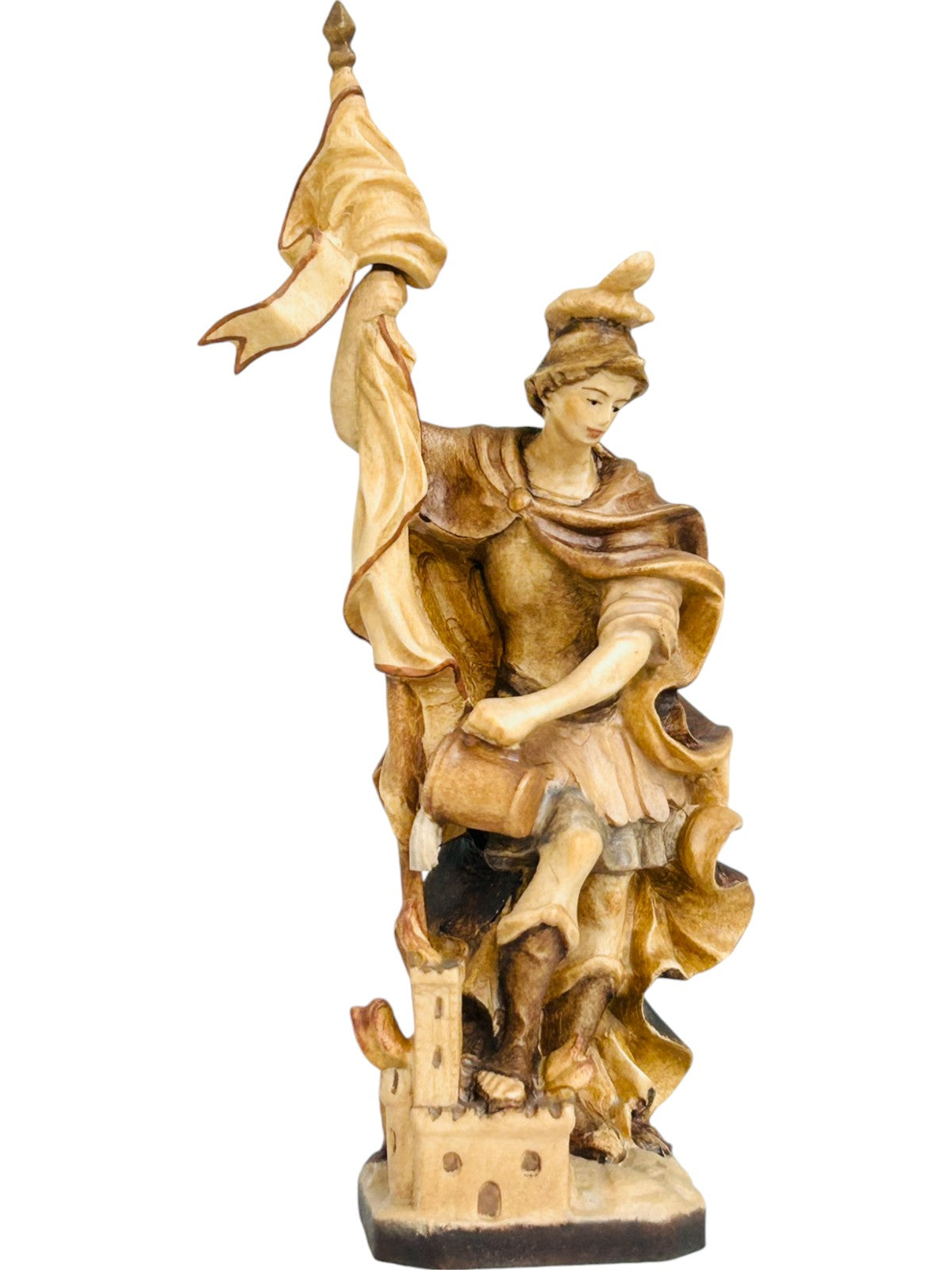 Saint Florian avec drapeau en bois