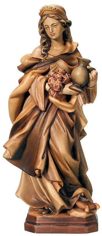 Sainte Elisabeth sculptée en bois avec une cruche