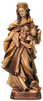 Sainte Elisabeth sculptée en bois avec une cruche