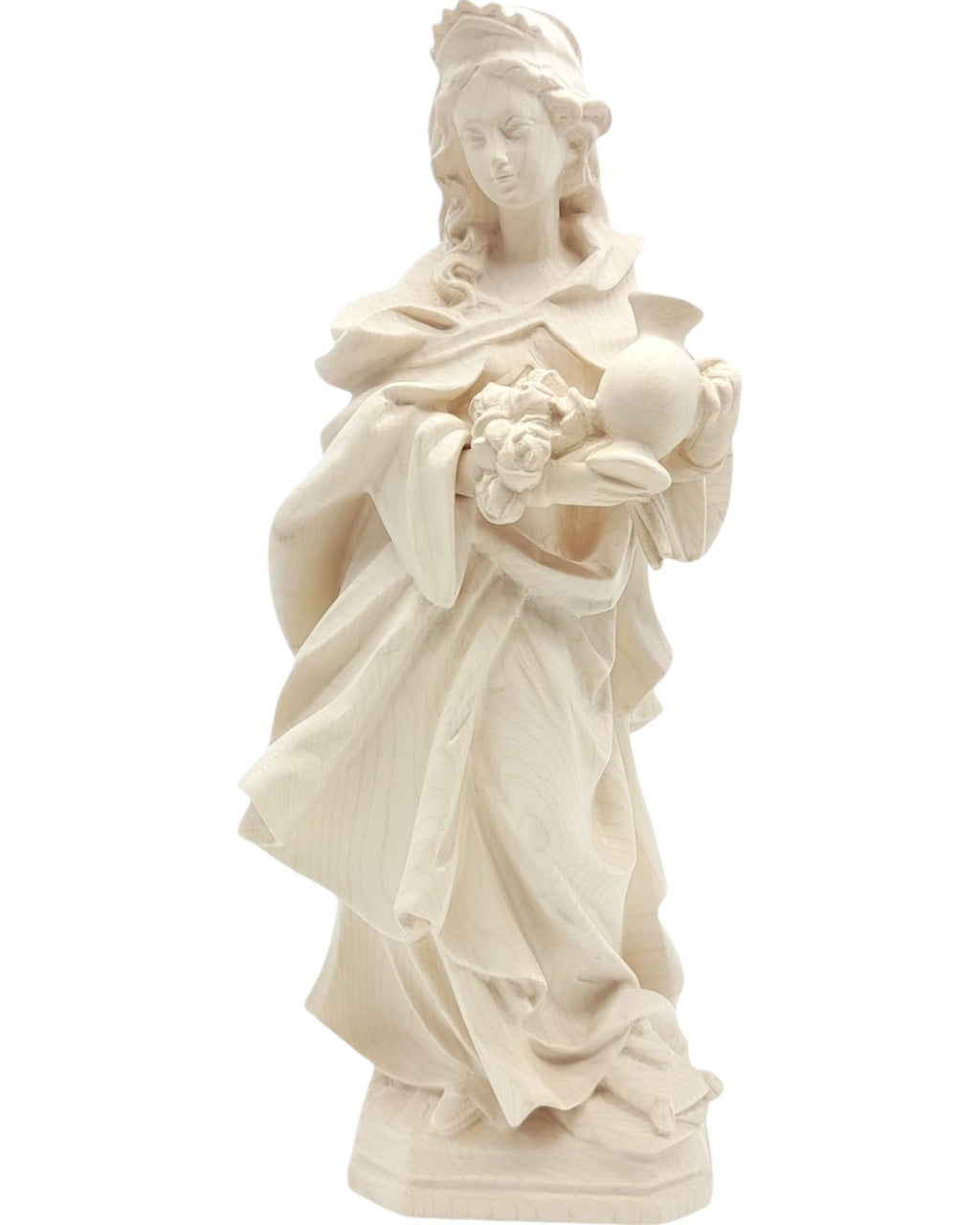 Sainte Elisabeth sculptée en bois avec une cruche