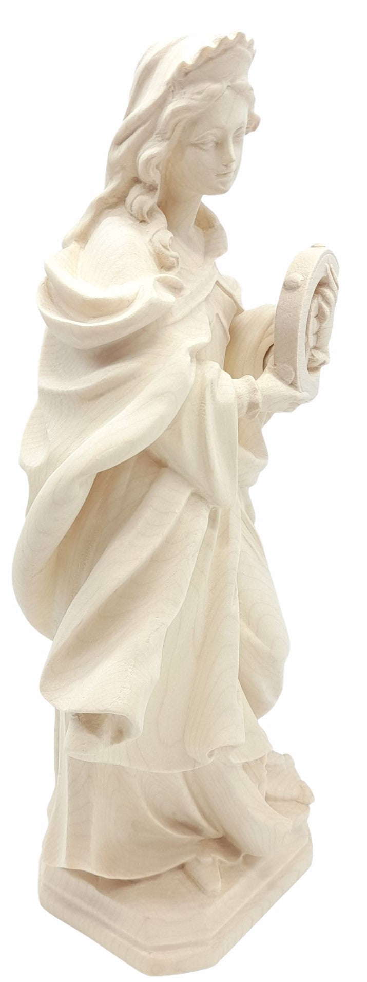 Heilige Katharina von Alexandria Märtyrerin mit Rad als Holzfigur - mit Ölfarben lasiert