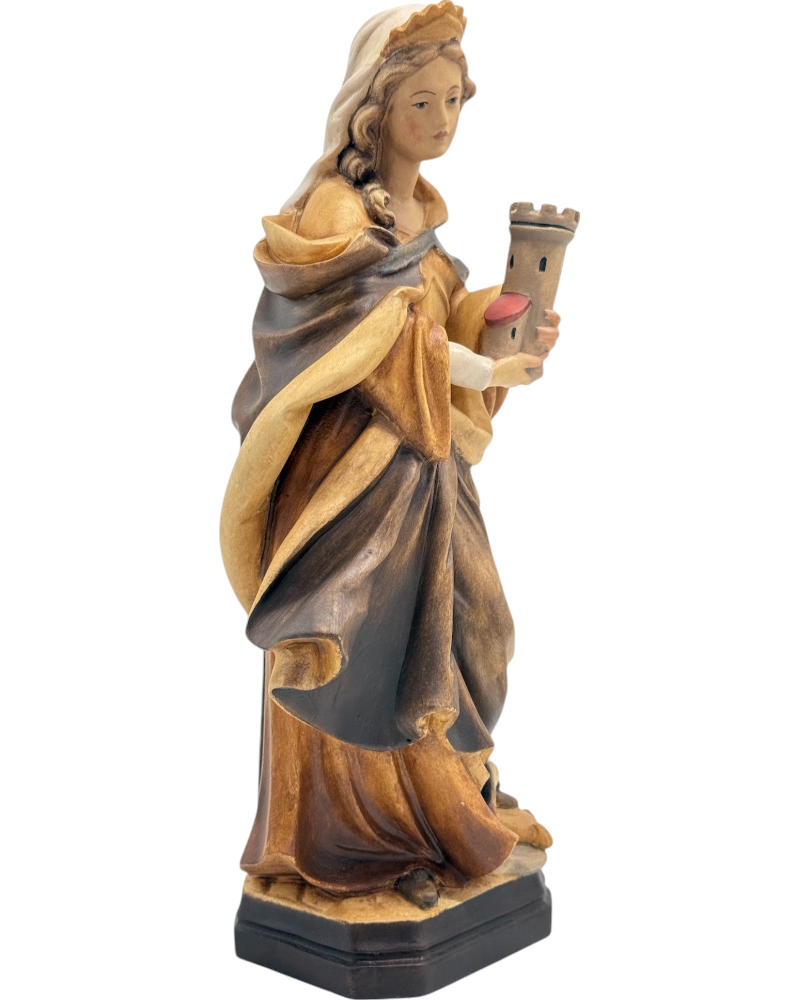 Heilige Barbara aus Holz geschnitzt - mit Ölfarben lasiert