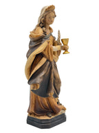 Heilige Odilie mit Kelch und Palme aus Holz - mit Ölfarben lasiert