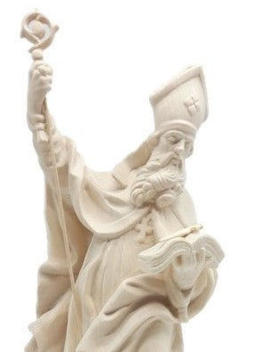 Saint Boniface représenté avec livre et épée en bois