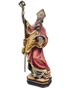 Figura Świętego Franciszka Salezego z Księgą i Cierniowym Sercem w Malowanym Drewnie | Dolfi Val Gardena