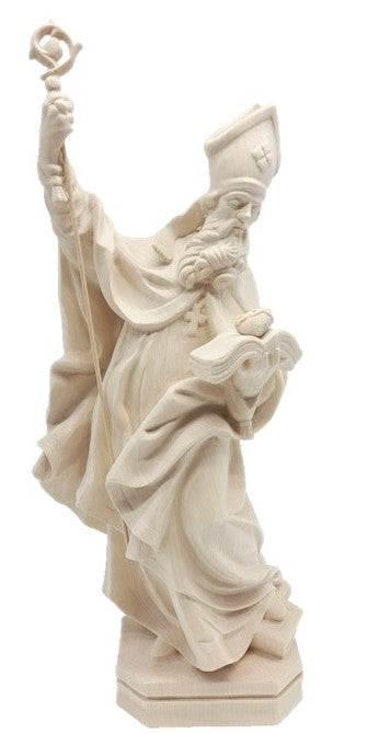 St. Francis de Sales Statue with Book and Heart of Thorns in Painted Wood | Dolfi Val Gardena