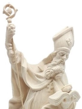 St. Francis de Sales Statue with Book and Heart of Thorns in Painted Wood | Dolfi Val Gardena