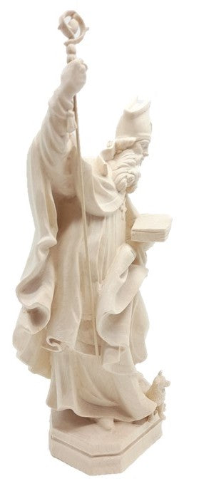 St. Eribert sculpté en bois massif avec livre en bois