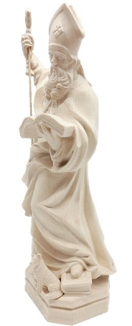 St. Eribert sculpté en bois massif avec livre en bois