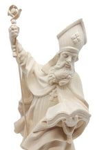 St. Eribert sculpté en bois massif avec livre en bois