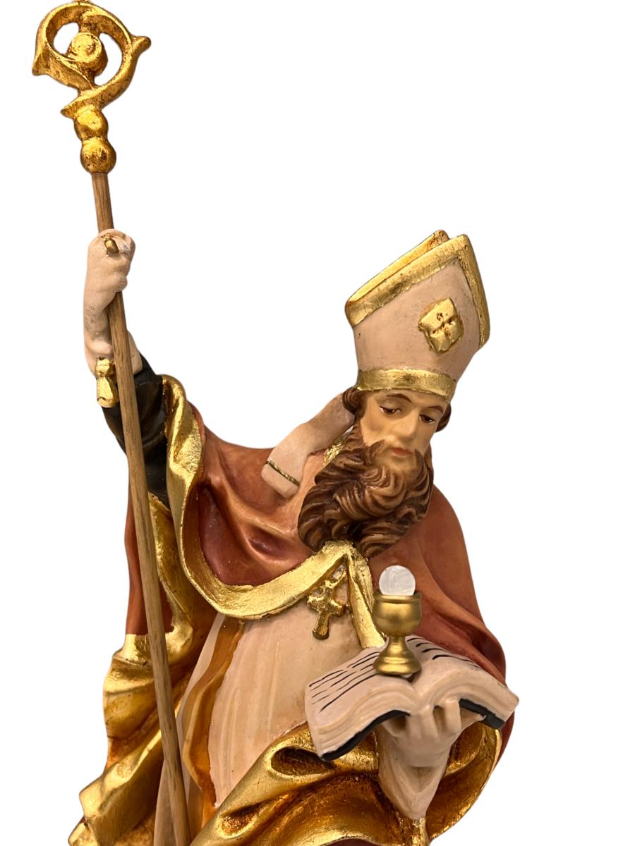 San Norberto raffigurato con libro e calice in legno