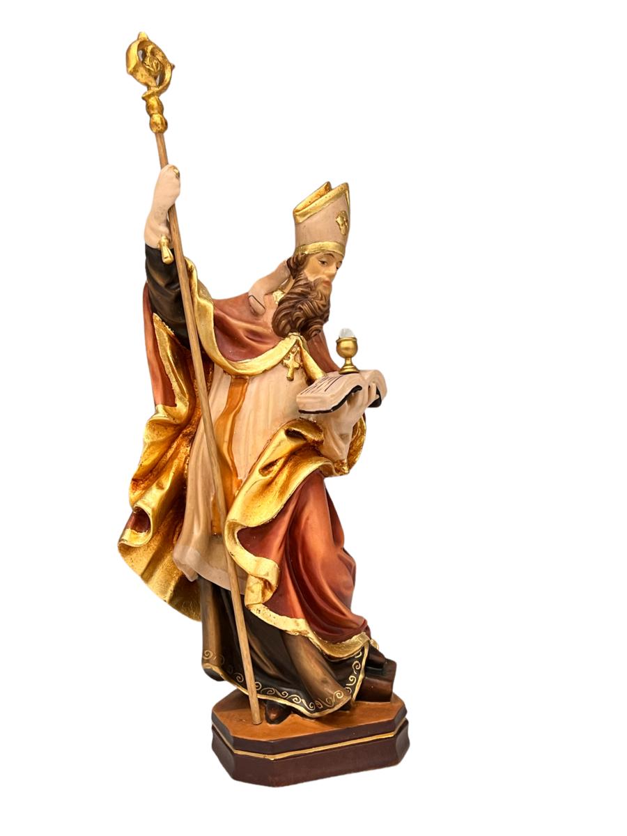 San Norberto raffigurato con libro e calice in legno
