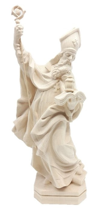 Saint Rupert of Salzburg wood carved statue - color