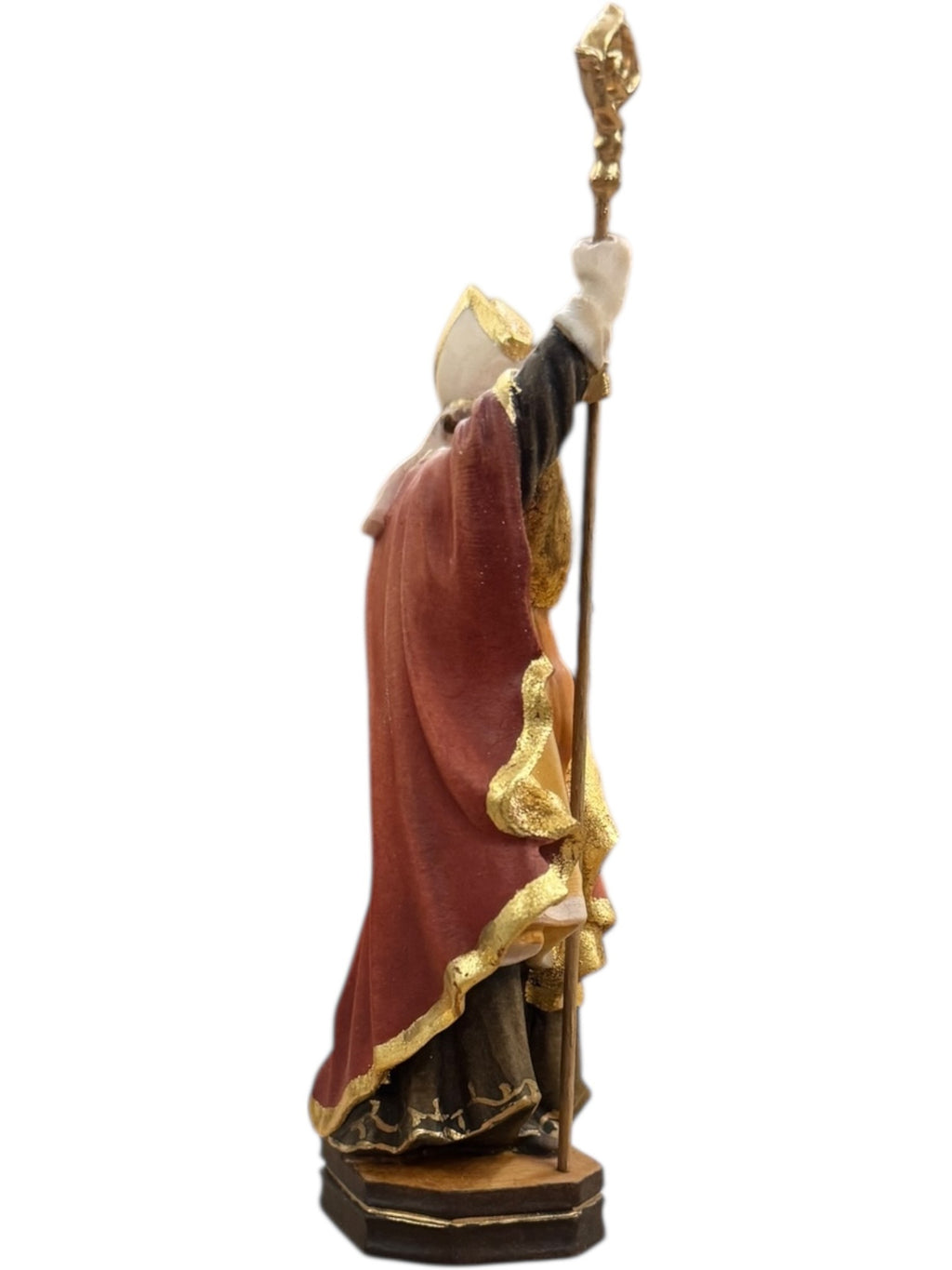 Heiliger Urban mit Buch und Trauben in Holz geschnitzt - mit Ölfarben lasiert