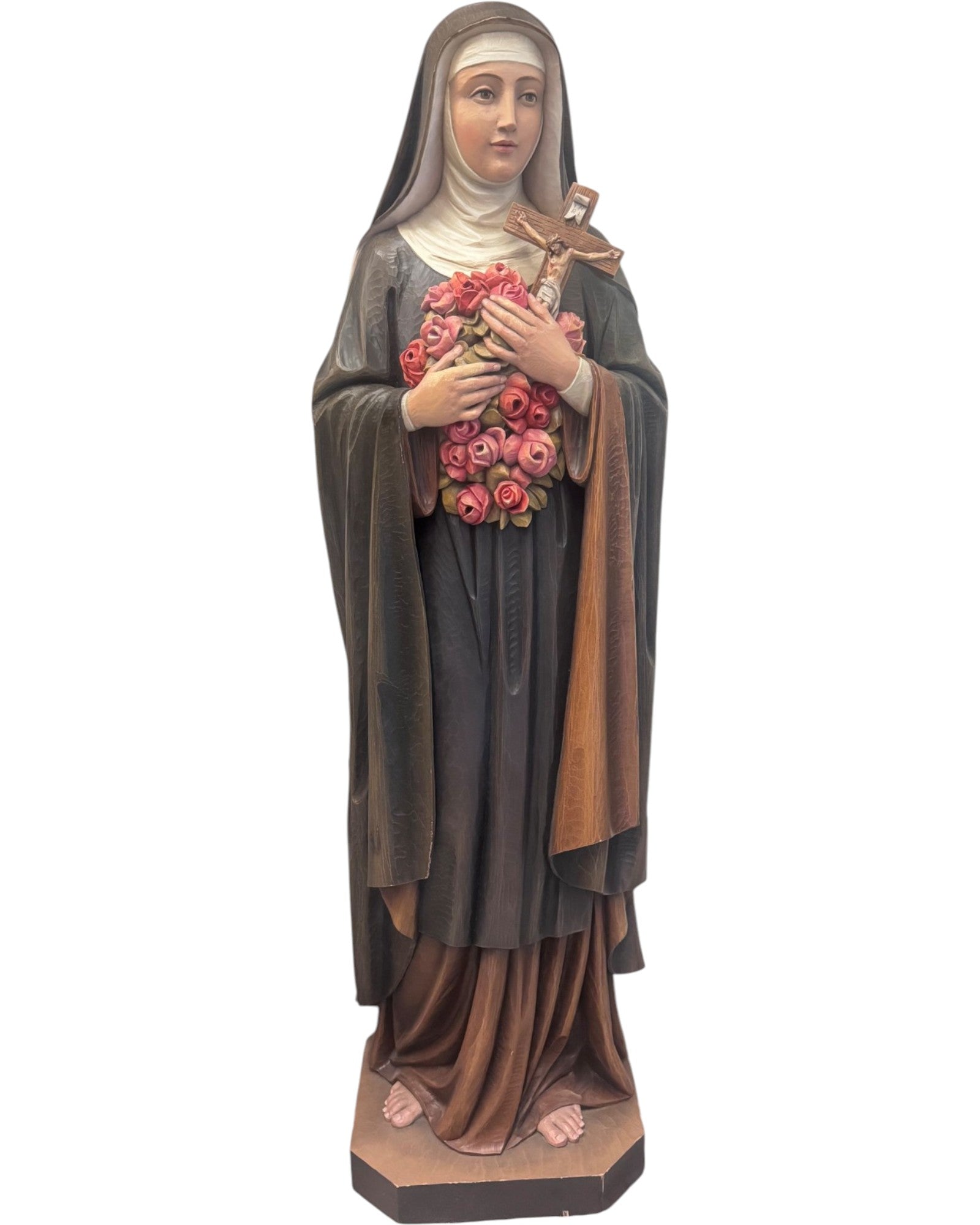 Santa Teresa di Lisieux | Statua in Legno 150 cm Intagliata a Mano – Pezzo Unico